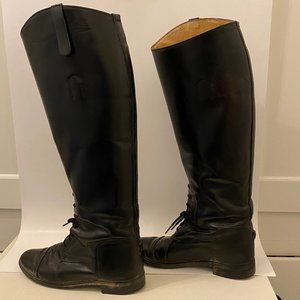 Vintage Cats Paw Black Leather Riding Boots